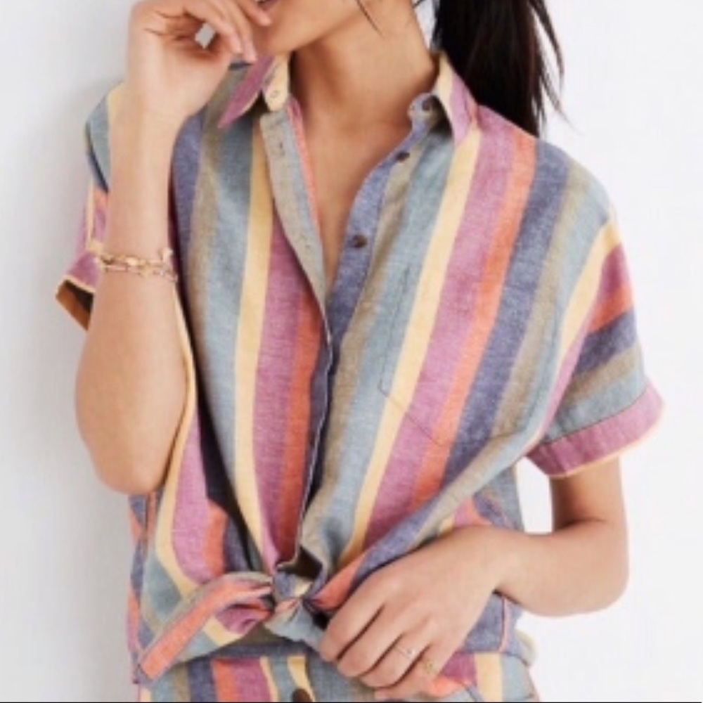 Madewell Rainbow Striped Button Down